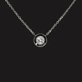 DIAMOND BLACK ONYX PENDANT NECKLACE VINTAGE STYLE ART DECO NATURAL TARGET HALO