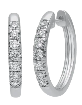 Diamond Earrings - 10ct White Gold Diamond Set Hoop Earrings - 784165