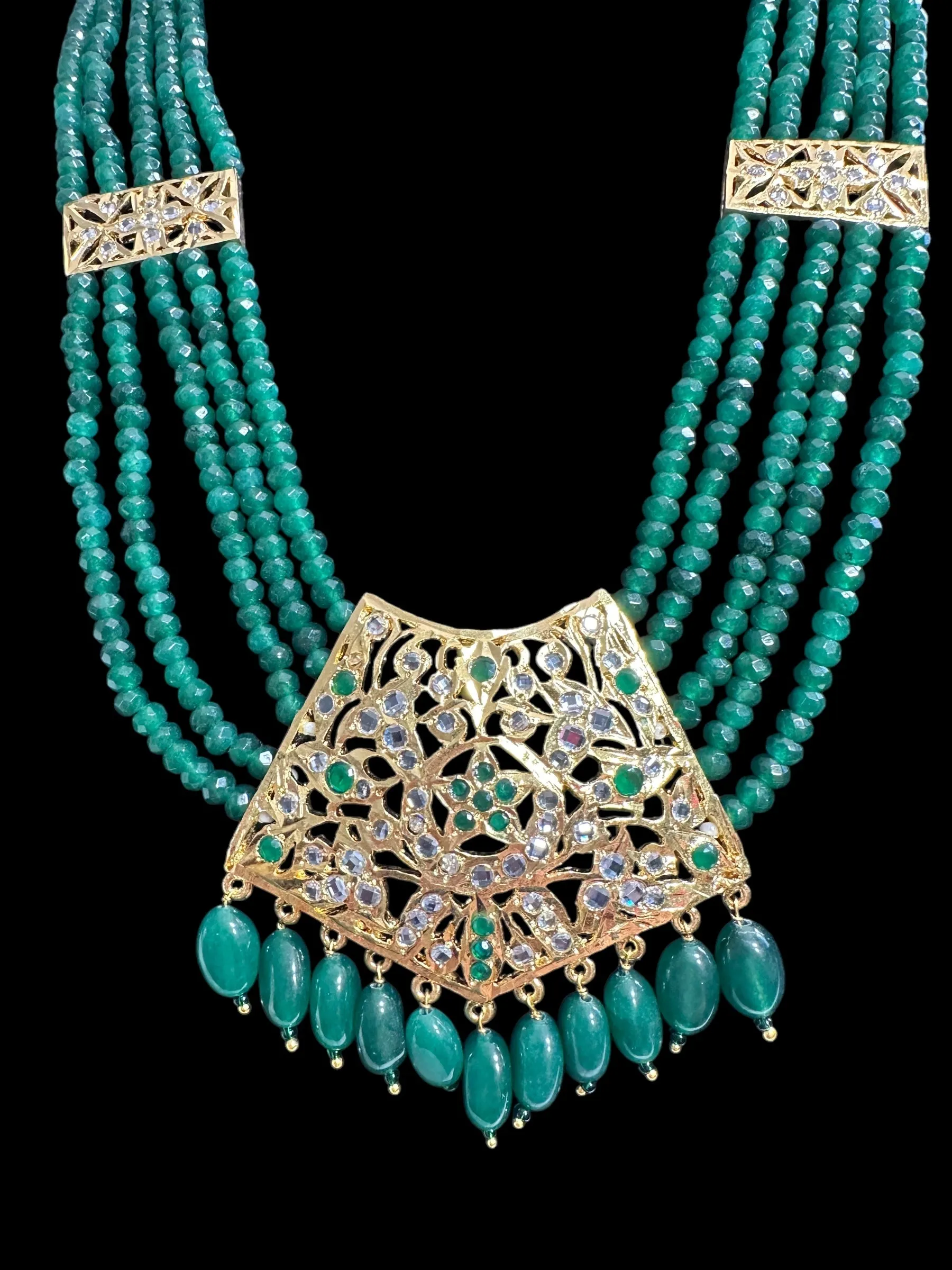 DLN88 Nisha rani haar in green beads  ( READY TO SHIP )