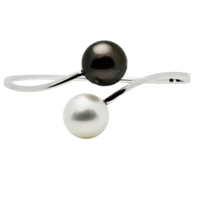 DSL 18k White Gold South Sea & Tahitian Pearl Bangle