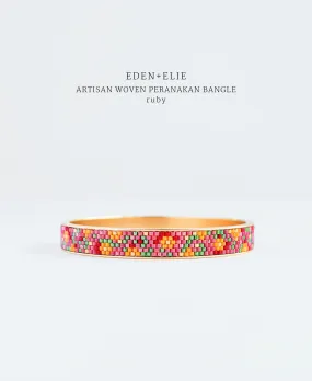 EDEN   ELIE Modern Peranakan gold narrow bangle - ruby