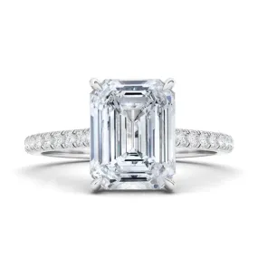 Emerald Cut Diamond Ring With Pave Diamonds