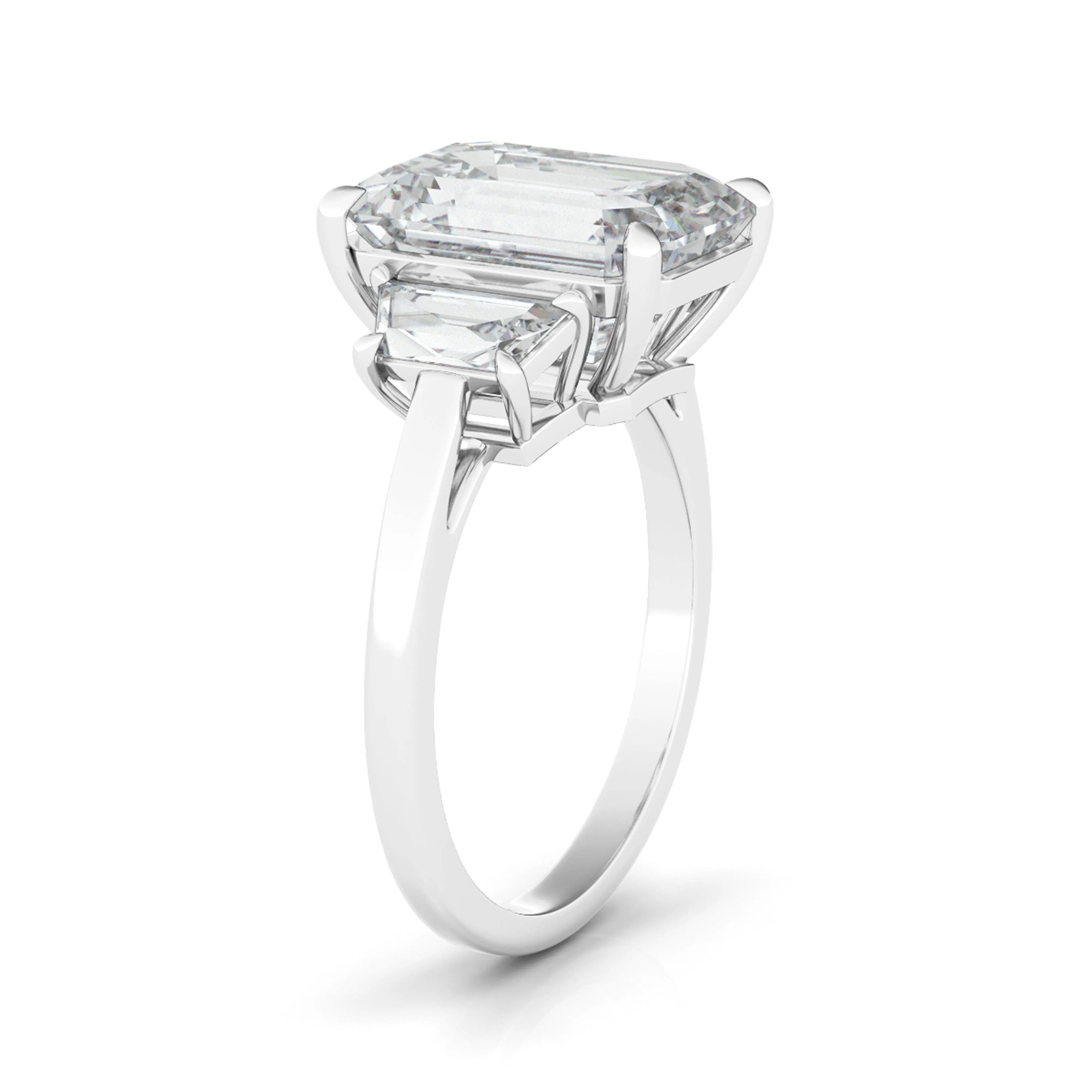 Emerald Cut Engagement Ring With Trapezoids
