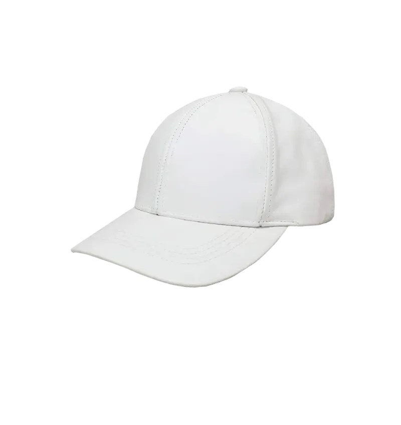 Emstate White Men's Genuine Cowhind Leather Adjustable Baseball Cap
