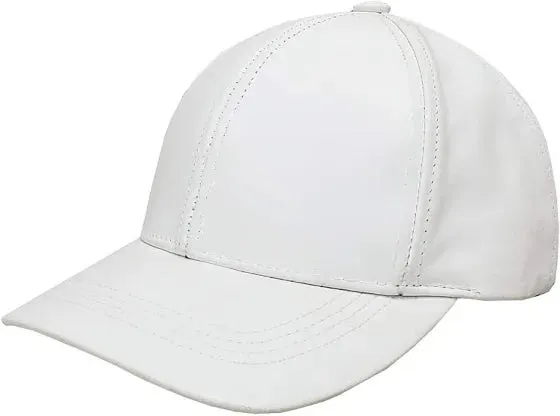 Emstate White Men's Genuine Cowhind Leather Adjustable Baseball Cap