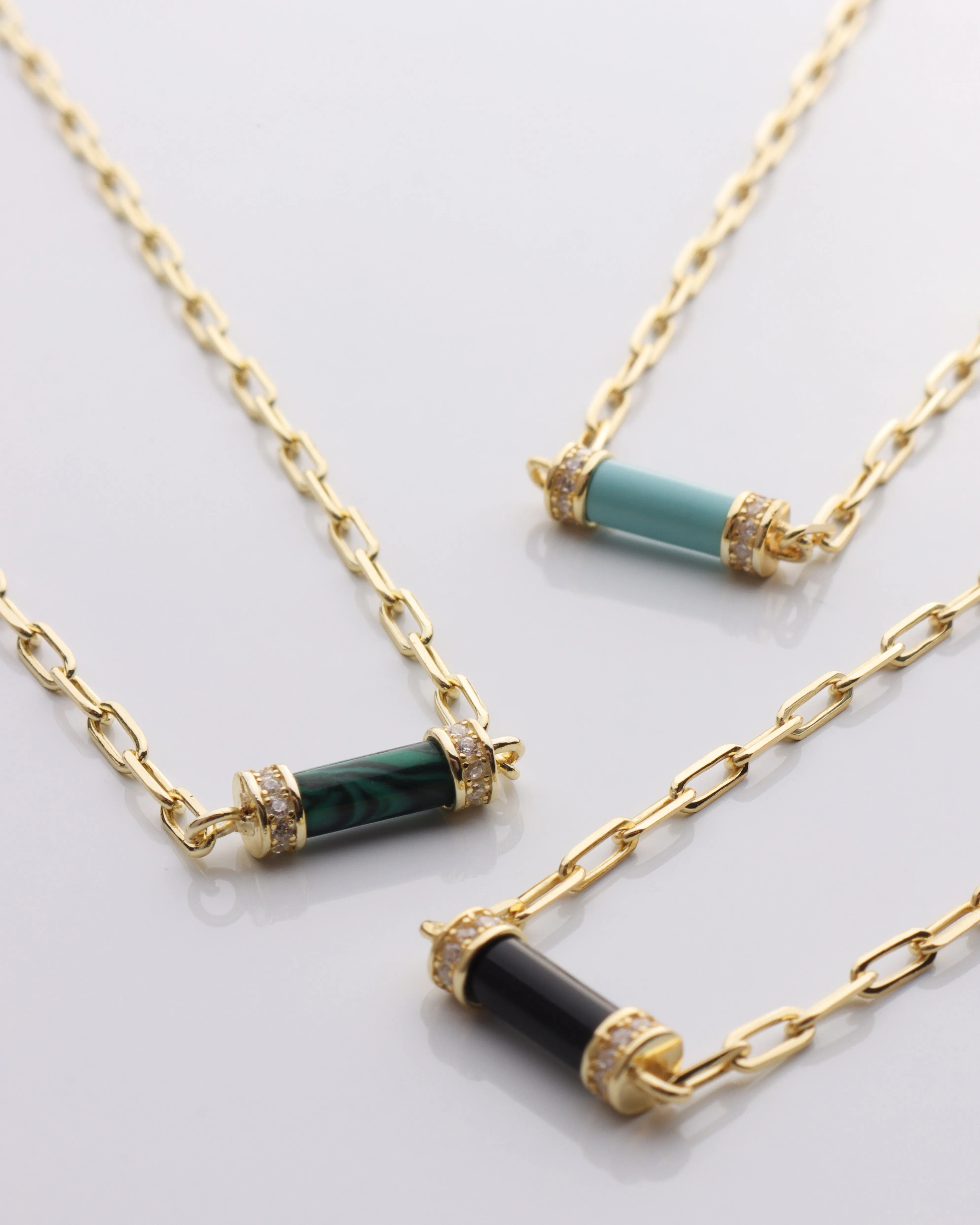 Enamel Tube Pendant Paperclip Chain Necklace