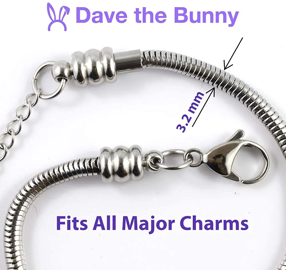 EPJ Basketball Gifts | Basketball Two Sided Stainless Steel Snake Chain Charm Bracelet