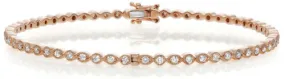 ESTATE 1.12CT DIAMOND 14KT ROSE GOLD 3D ROUND ETERNITY FILIGREE BANGLE BRACELET