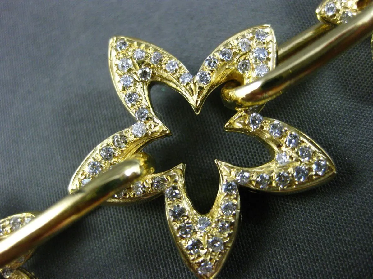 ESTATE LARGE 1.17CT DIAMOND 18KT YELLOW GOLD STARBURST FILIGREE TOGGLE BRACELET