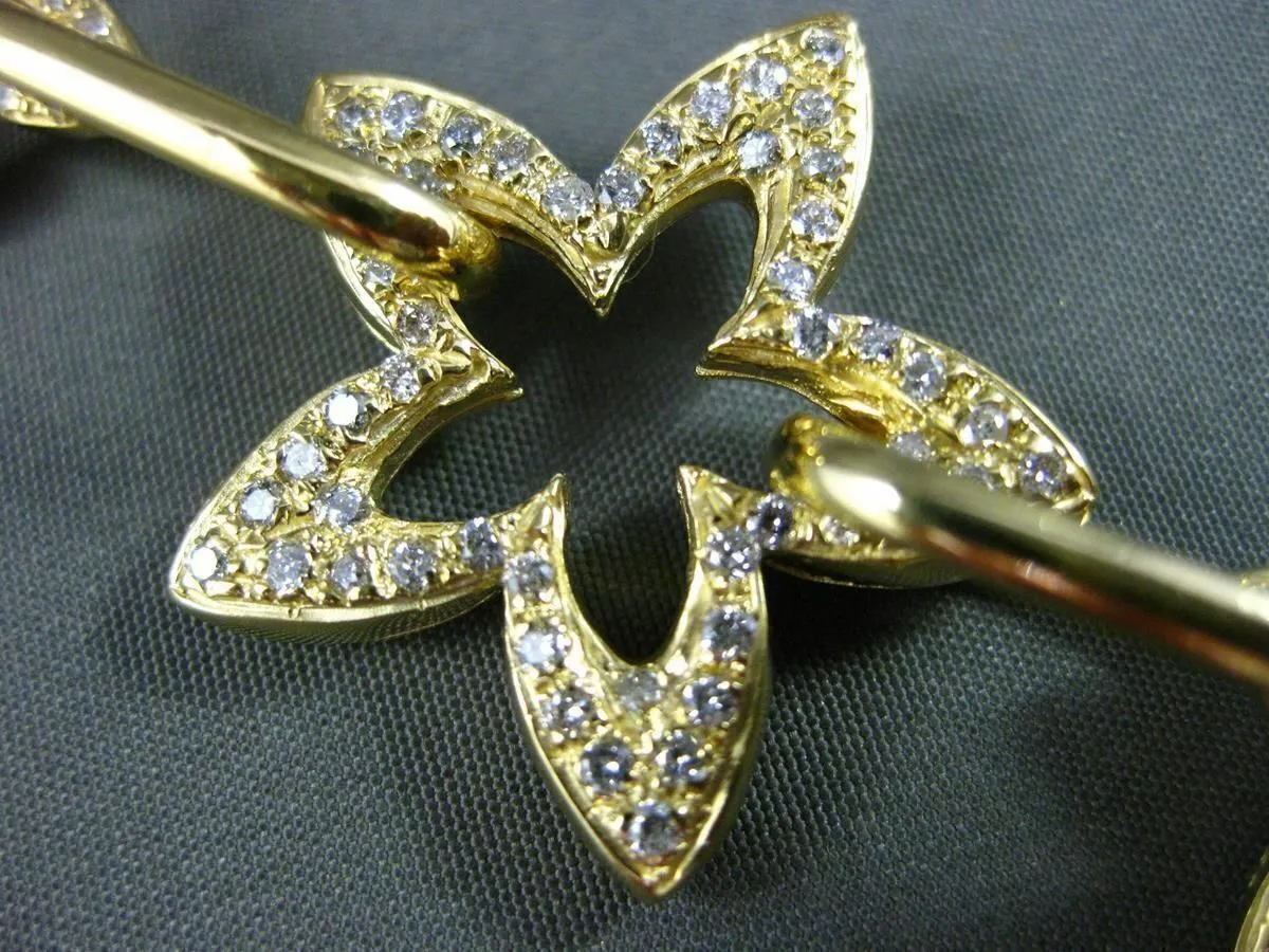 ESTATE LARGE 1.17CT DIAMOND 18KT YELLOW GOLD STARBURST FILIGREE TOGGLE BRACELET