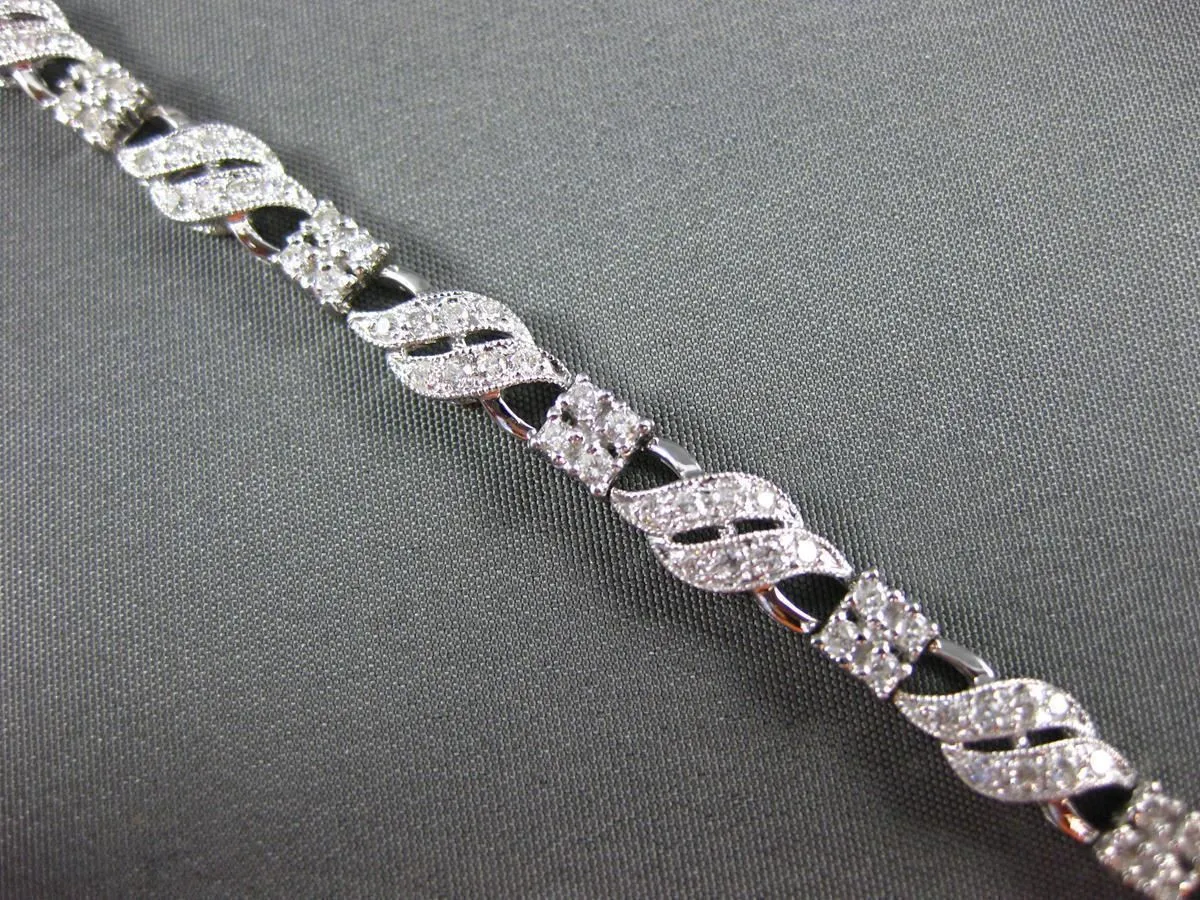 ESTATE WIDE 1.88CT DIAMOND 14KT WHITE GOLD 3D TWO ROW MULTI WAVE TENNIS BRACELET