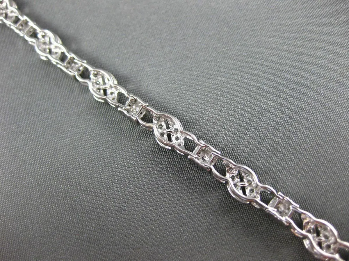 ESTATE WIDE 1.88CT DIAMOND 14KT WHITE GOLD 3D TWO ROW MULTI WAVE TENNIS BRACELET