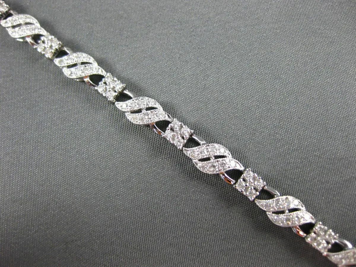 ESTATE WIDE 1.88CT DIAMOND 14KT WHITE GOLD 3D TWO ROW MULTI WAVE TENNIS BRACELET