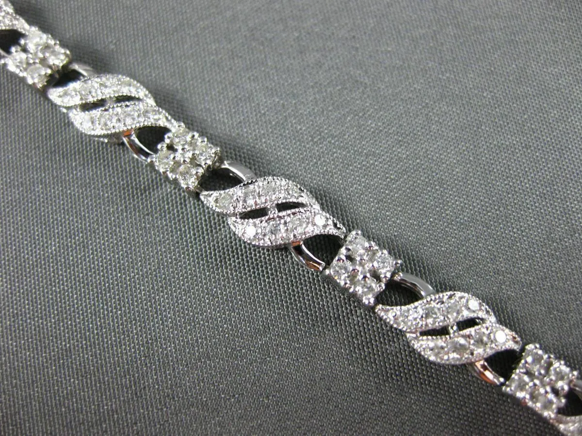 ESTATE WIDE 1.88CT DIAMOND 14KT WHITE GOLD 3D TWO ROW MULTI WAVE TENNIS BRACELET