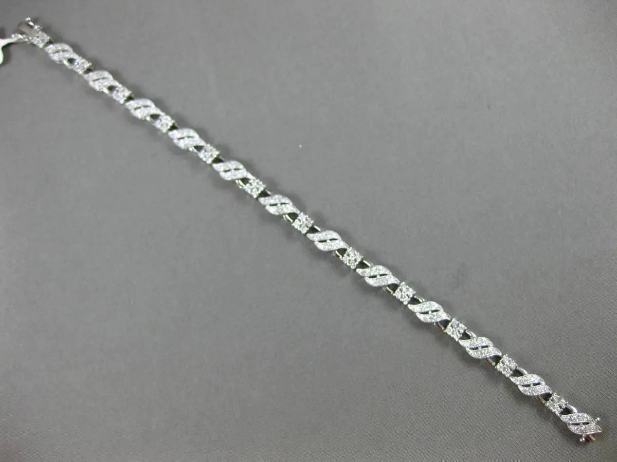 ESTATE WIDE 1.88CT DIAMOND 14KT WHITE GOLD 3D TWO ROW MULTI WAVE TENNIS BRACELET