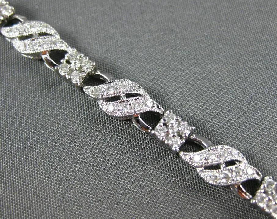 ESTATE WIDE 1.88CT DIAMOND 14KT WHITE GOLD 3D TWO ROW MULTI WAVE TENNIS BRACELET