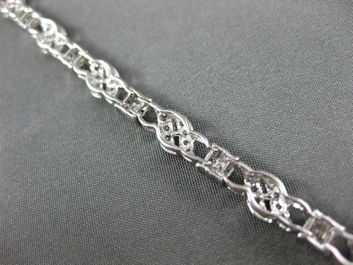 ESTATE WIDE 1.88CT DIAMOND 14KT WHITE GOLD 3D TWO ROW MULTI WAVE TENNIS BRACELET