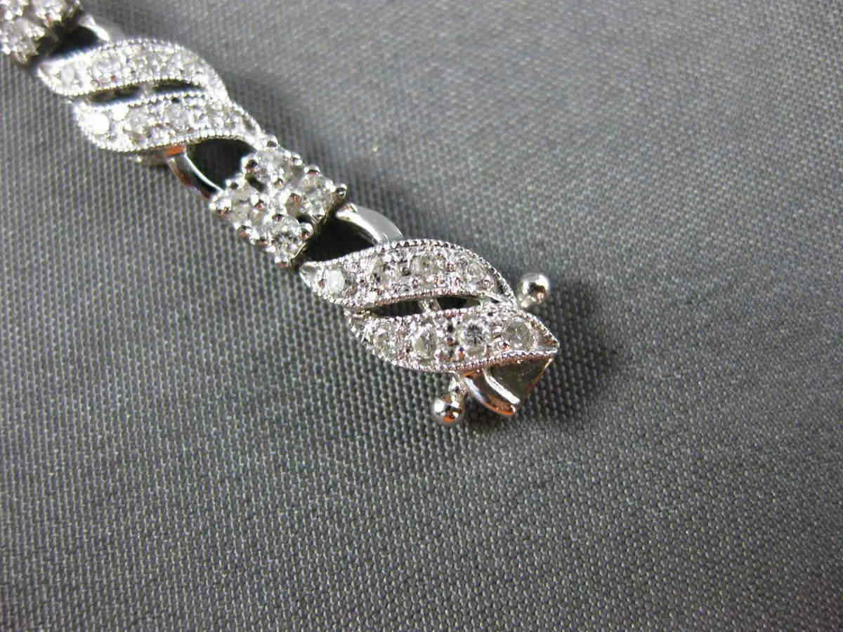 ESTATE WIDE 1.88CT DIAMOND 14KT WHITE GOLD 3D TWO ROW MULTI WAVE TENNIS BRACELET
