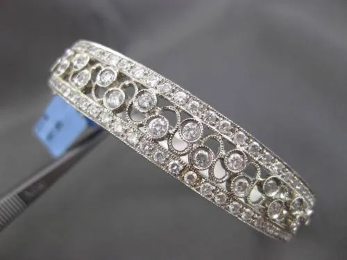 ESTATE WIDE 3CT DIAMOND 14KT WHITE GOLD FILIGREE ETOILE INFINITY BANGLE BRACELET