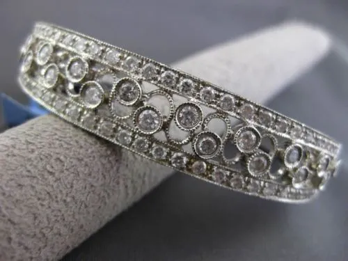 ESTATE WIDE 3CT DIAMOND 14KT WHITE GOLD FILIGREE ETOILE INFINITY BANGLE BRACELET