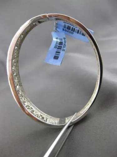 ESTATE WIDE 3CT DIAMOND 14KT WHITE GOLD FILIGREE ETOILE INFINITY BANGLE BRACELET