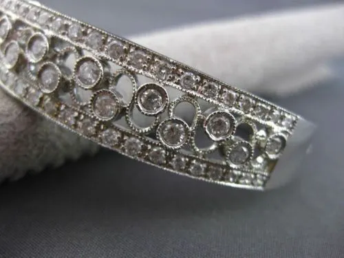 ESTATE WIDE 3CT DIAMOND 14KT WHITE GOLD FILIGREE ETOILE INFINITY BANGLE BRACELET