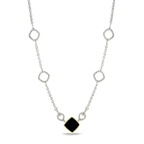 Eternity Station Necklace with Black Onyx and 18K Gold