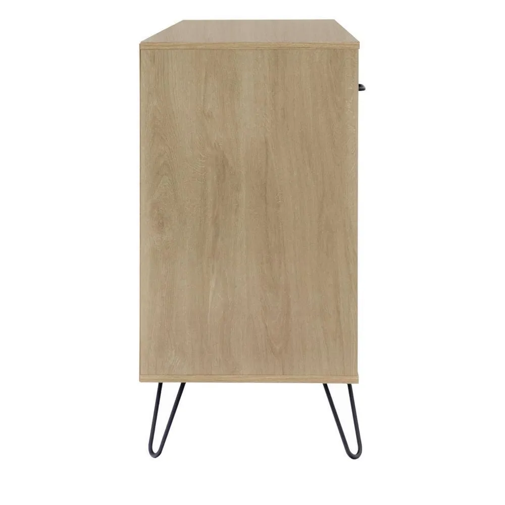 Exie 49 Inch Sideboard Buffet Console Cabinet with 3 Drawers, Oak Brown By The Urban Port