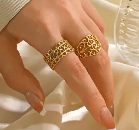 Fashionable gold hollowed out ring