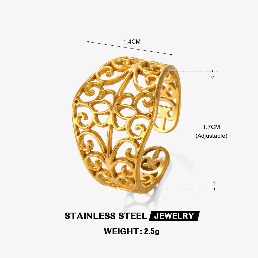 Fashionable gold hollowed out ring