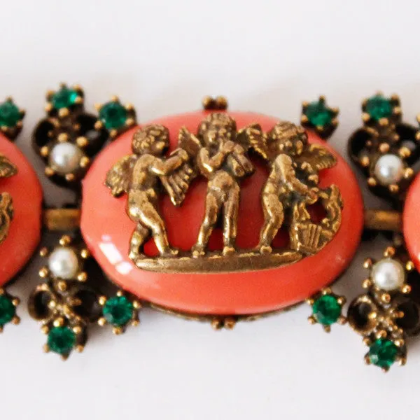Faux Coral and Gold Bracelet