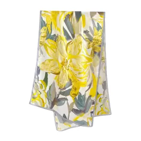 Floral Sunshine Pure Mulberry Silk Extra Large Long Scarf