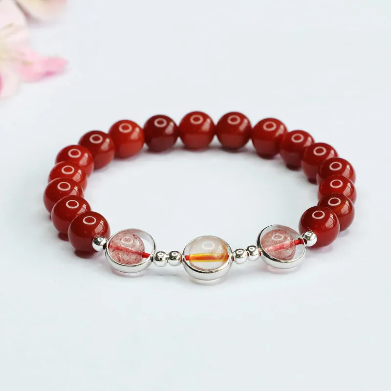 Fortune's Favor Agate and Crystal Sterling Silver Bracelet