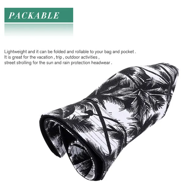 Funky Coco Tree Print Bucket Hat Reversible Packable Cap