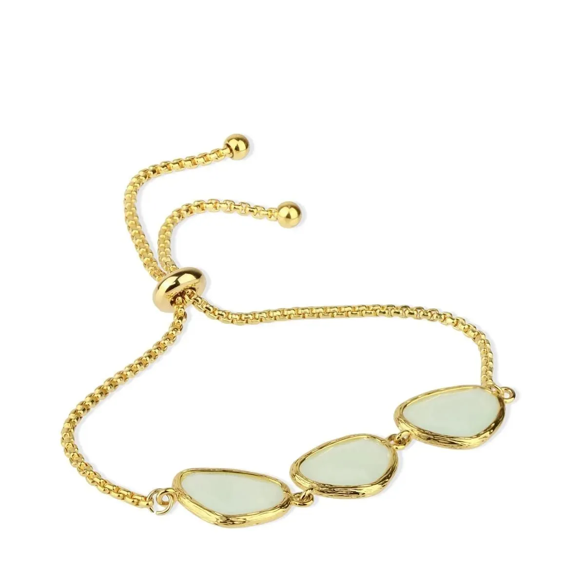 Gemstone Triple Pendant Toggle Bracelet