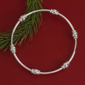 Gleaming Sterling Silver Bangle Bracelet from Mexico - Six Beads | NOVICA