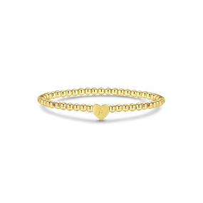 Gold Beaded Bracelet with Heart Initial