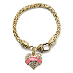 Gold Coral Nana Pave Heart Charm Braided Bracelet