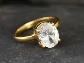 Gold Diamond Ring - Sparkly Solitaire Ring - Diamond Engagement Ring