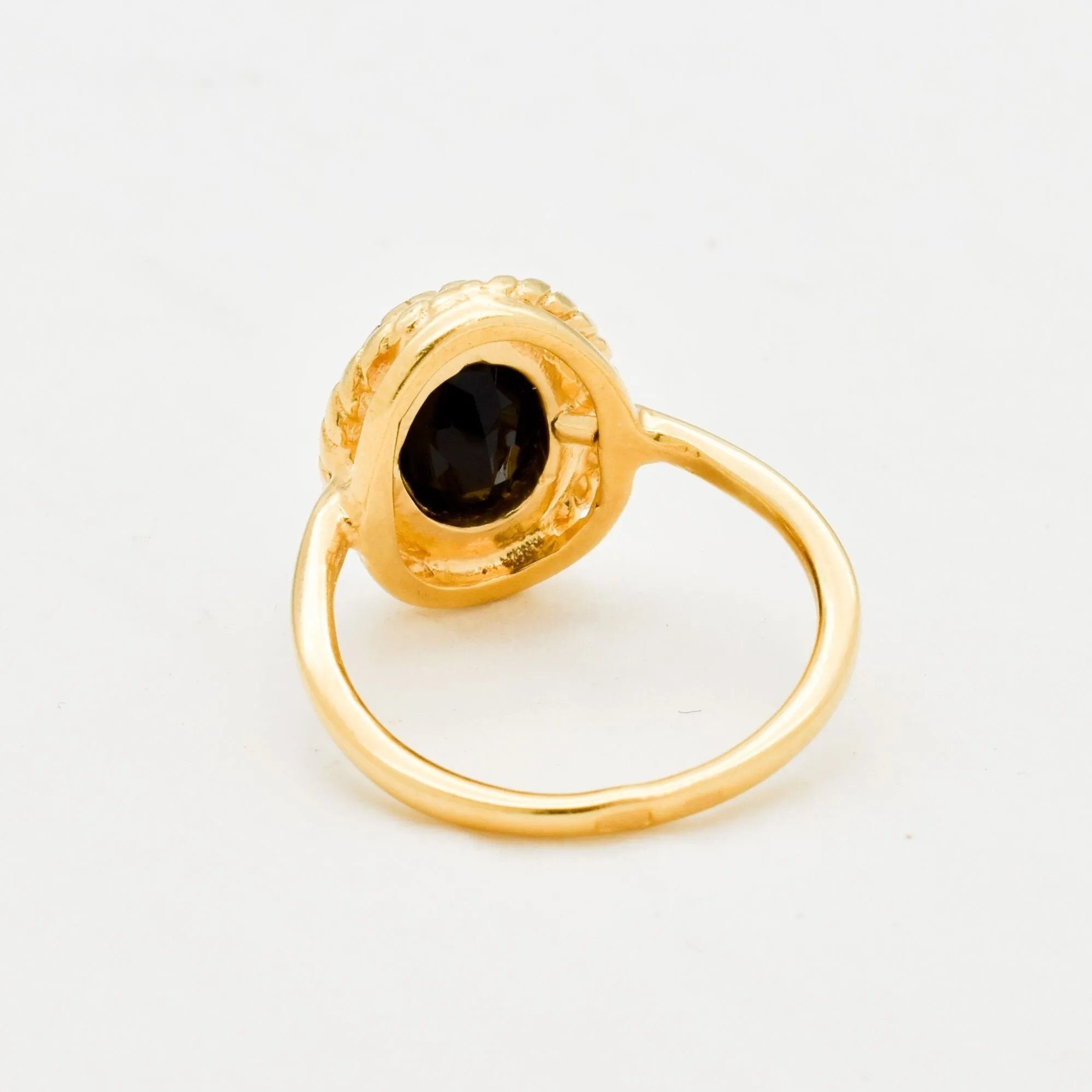 Gold Onyx Ring - Black Vintage Ring - Black Oval Ring