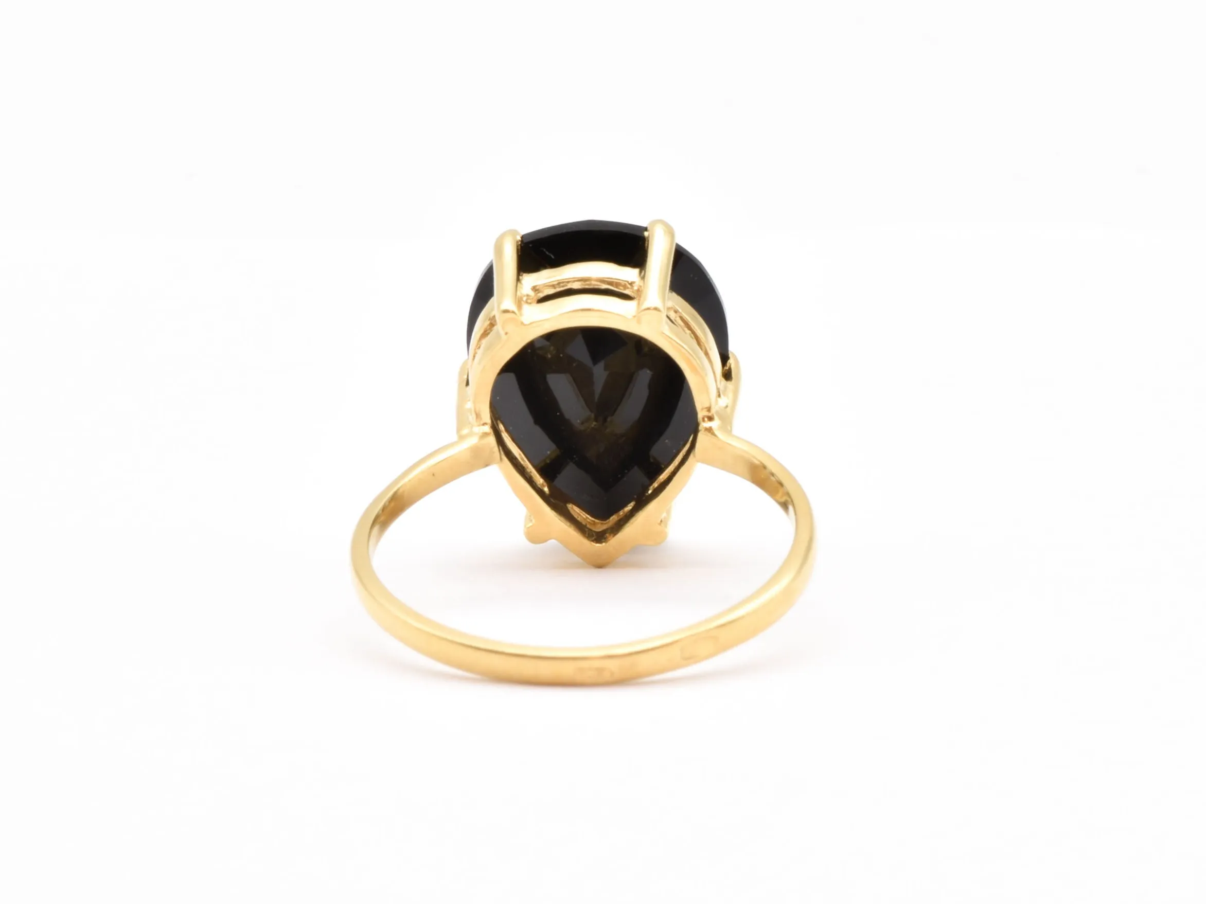 Gold Teardrop Ring - Natural Onyx, Large Statement Ring