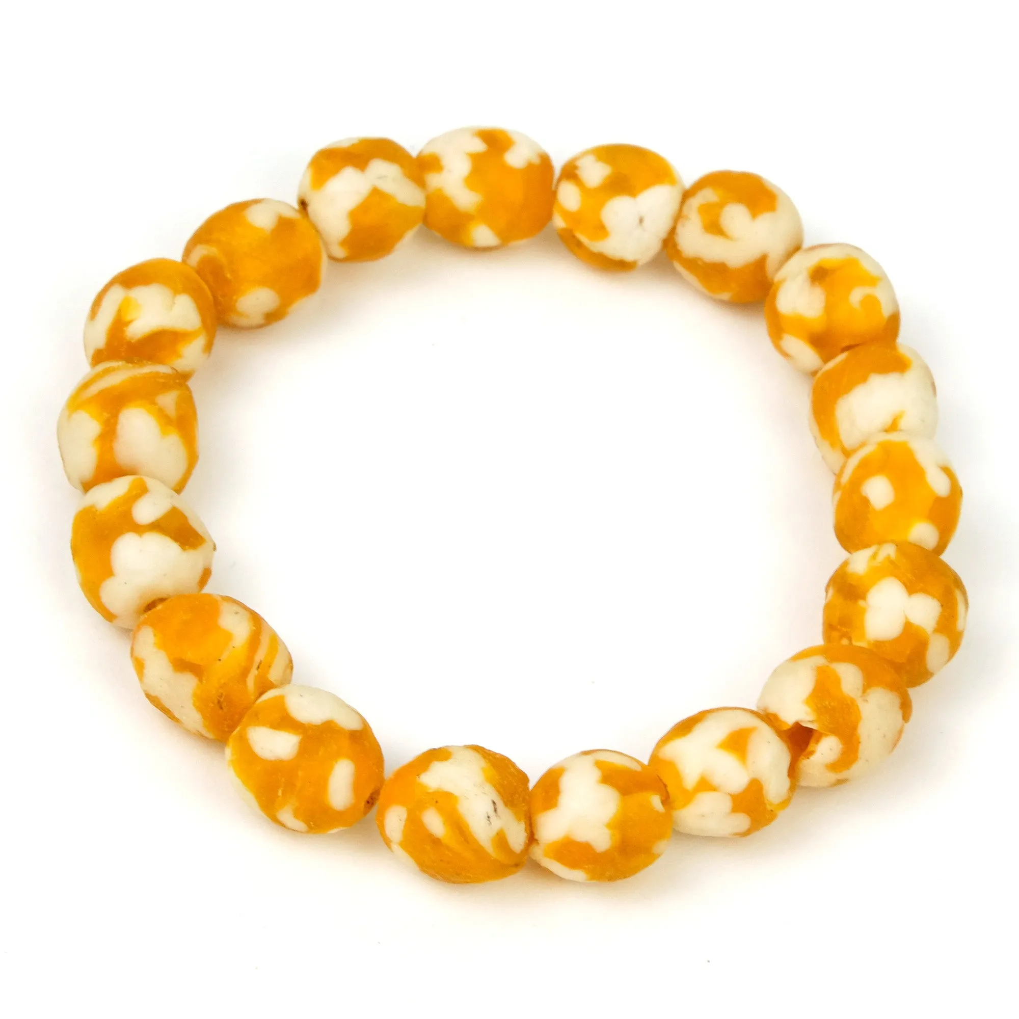 Hand Cast Marbled Powder Glass Bead Stretch Bracelet