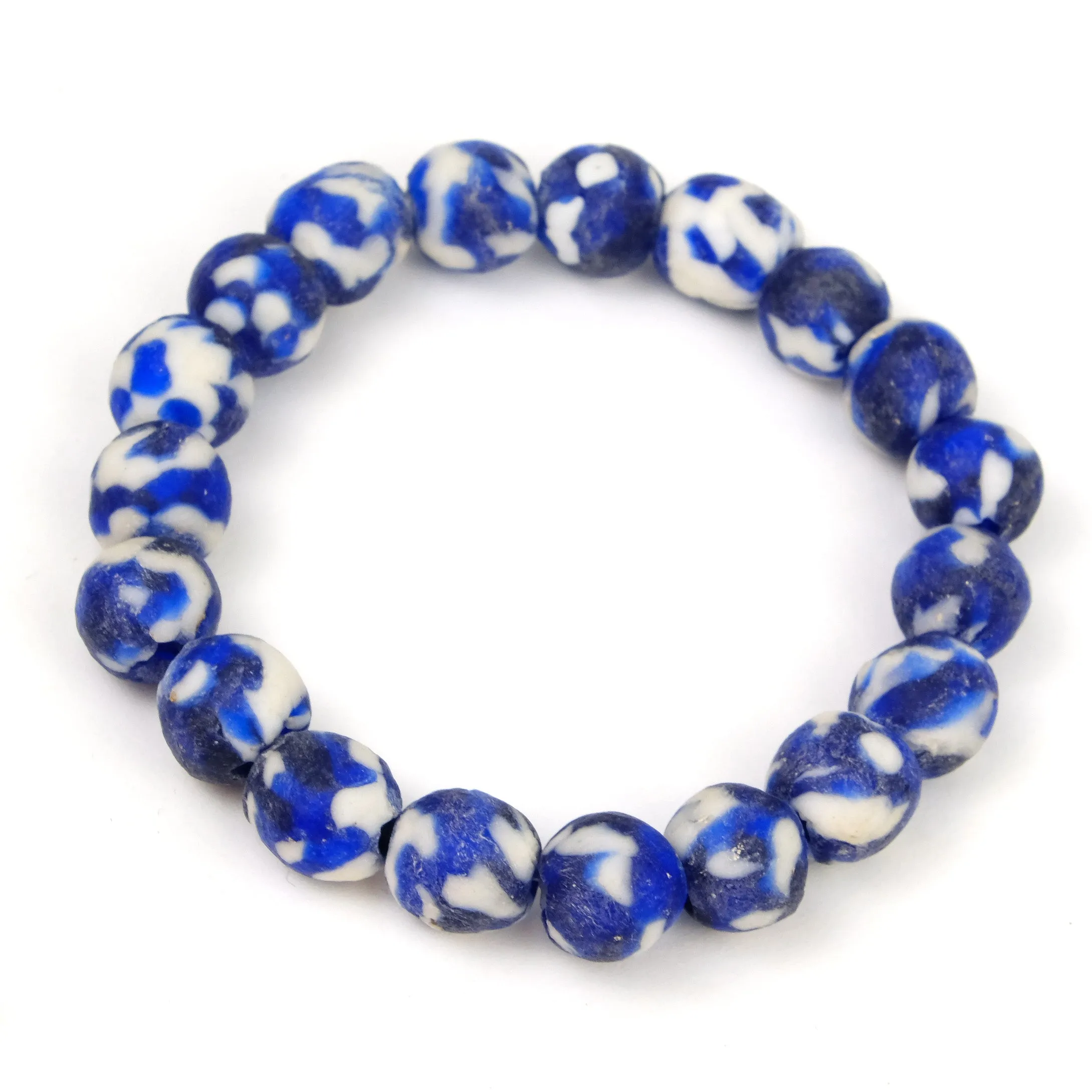 Hand Cast Marbled Powder Glass Bead Stretch Bracelet