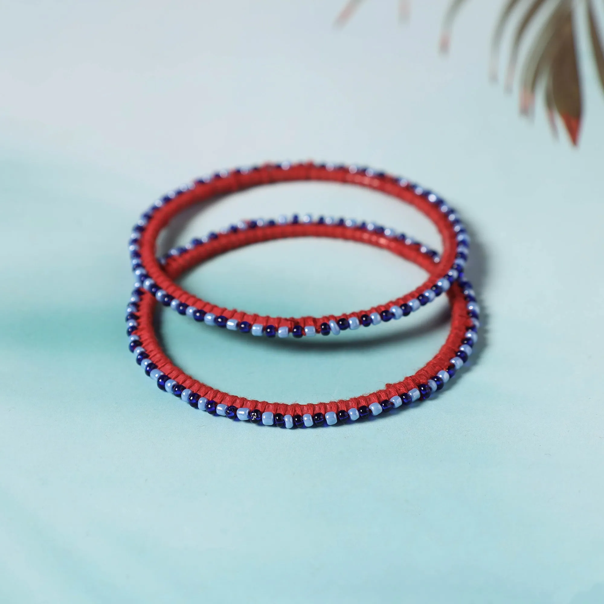 Hand Embroidered Beadwork Bangle (Set of 2)