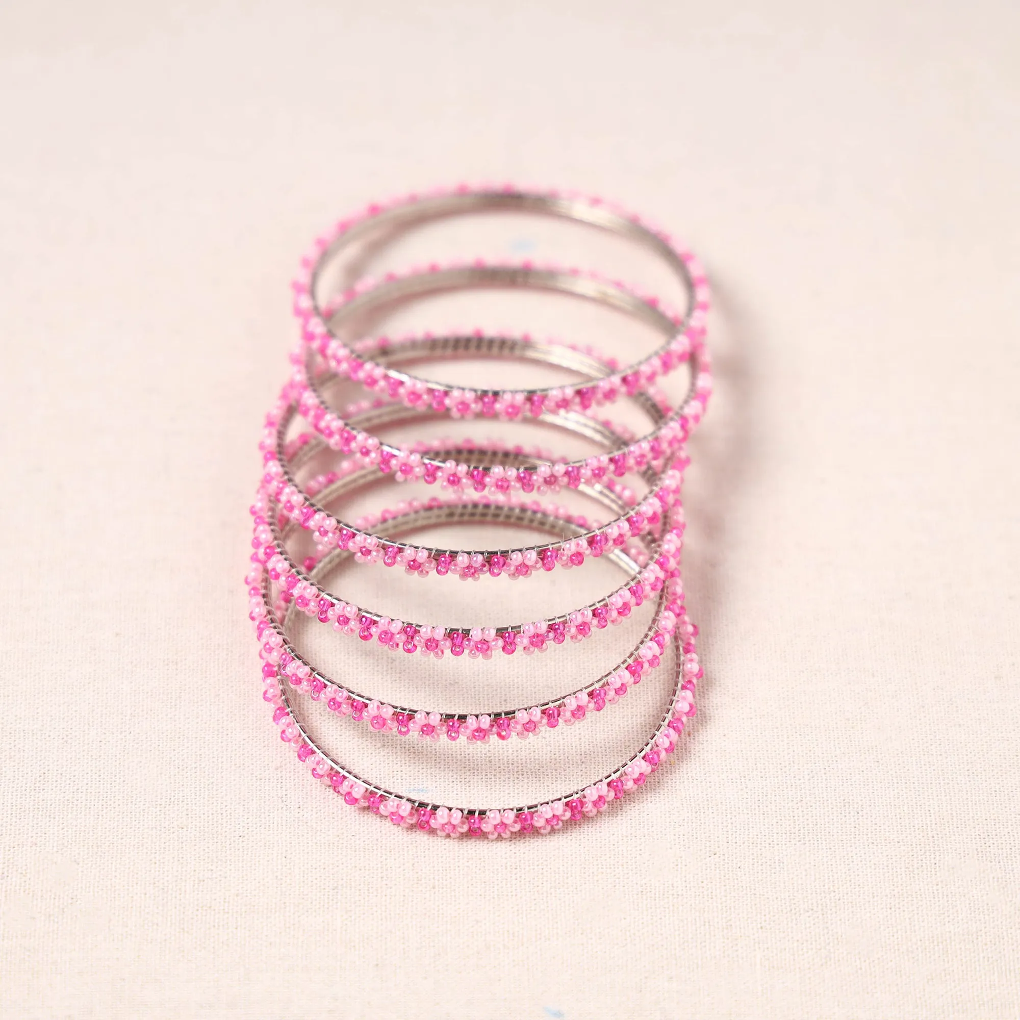 Hapur Flower Beadwork Bangles by Aagaz (Set of 6) 03