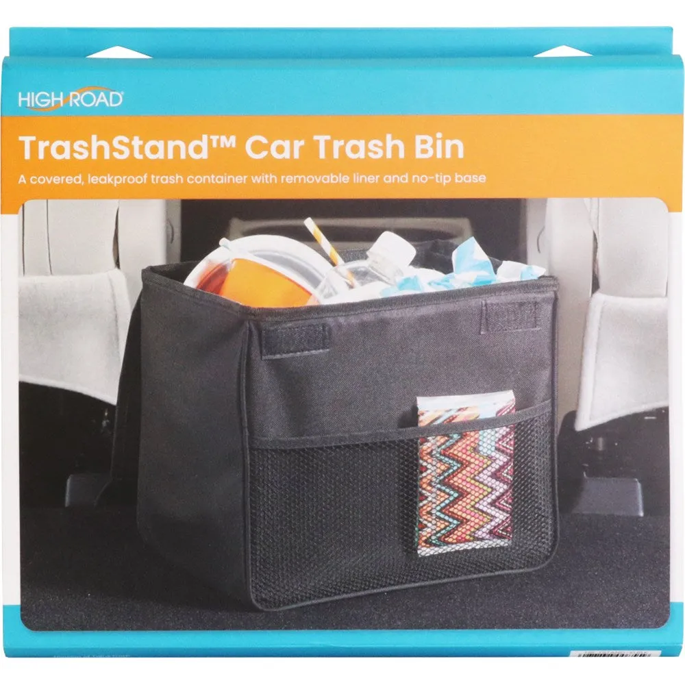 High Road Trash Stand(TM) Portable Tip-Resistant Car Garbage Bin - HR-TSTAND-XLBLK