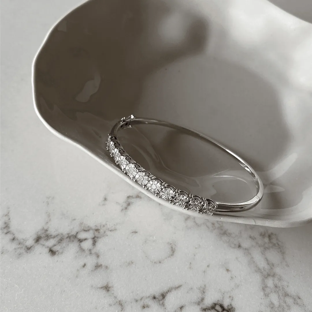 Illusion Set Diamond Bangle in 9ct White TGW 1.02ct