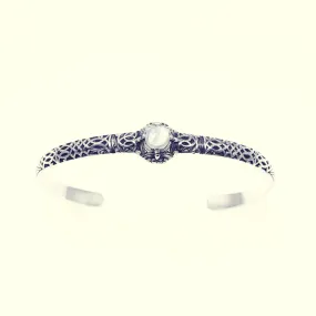 Islamic Round Bangle : S (Rainbow Moonstone)