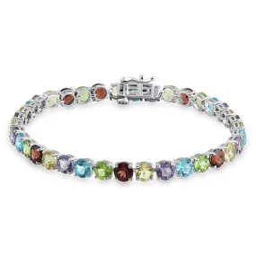 Jewelili Sterling Silver Multi Gemstone Bracelet