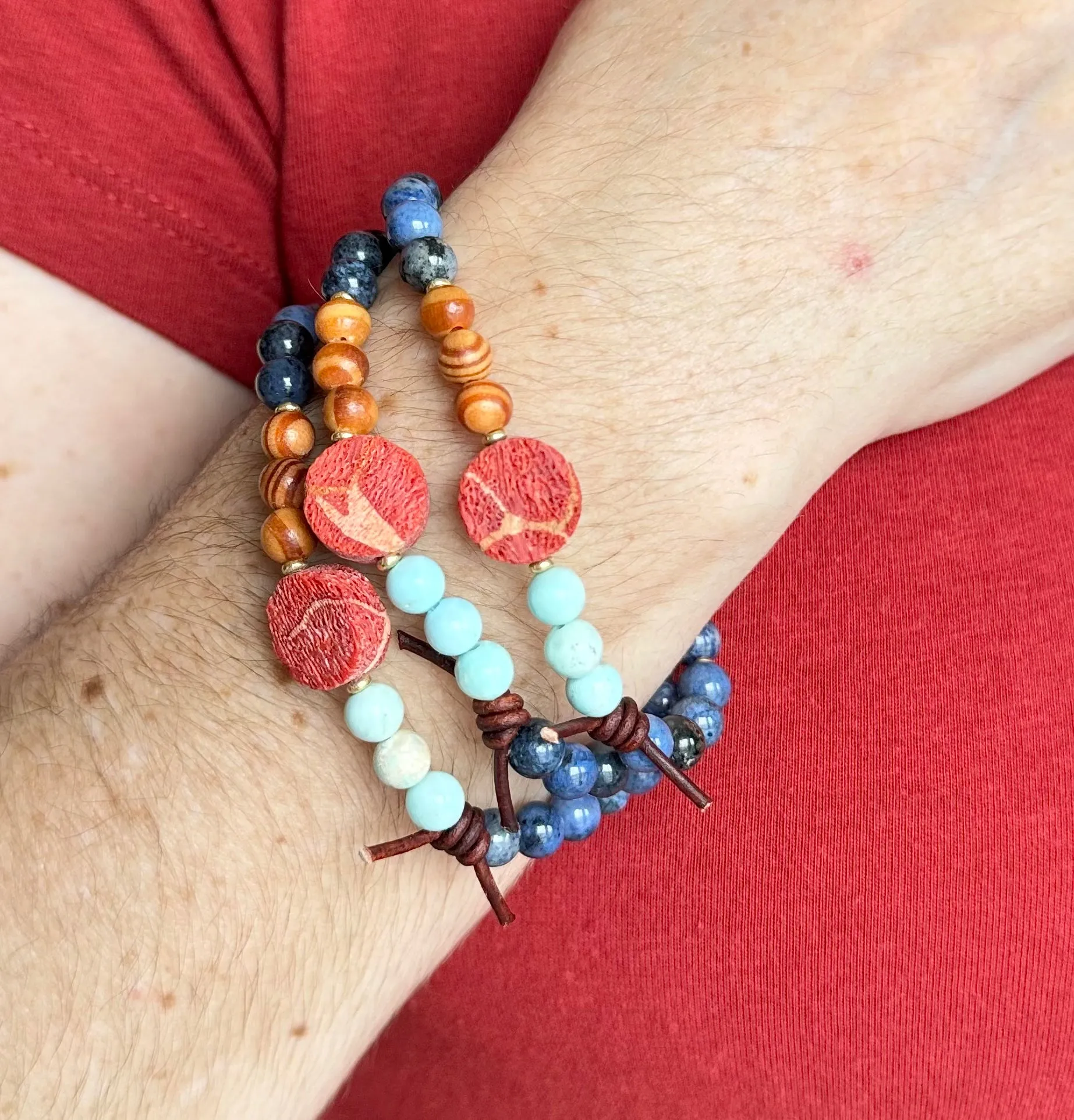 Just Begin (May 2024 Mini of the Month) | Dumortierite & Red Sponge Coral Mini Bracelet